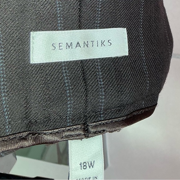 Semantiks by Nordstrom Dark Brown Blue Pinstripe Suit-Freshly Dry Cleaned 18W - Picture 4 of 7